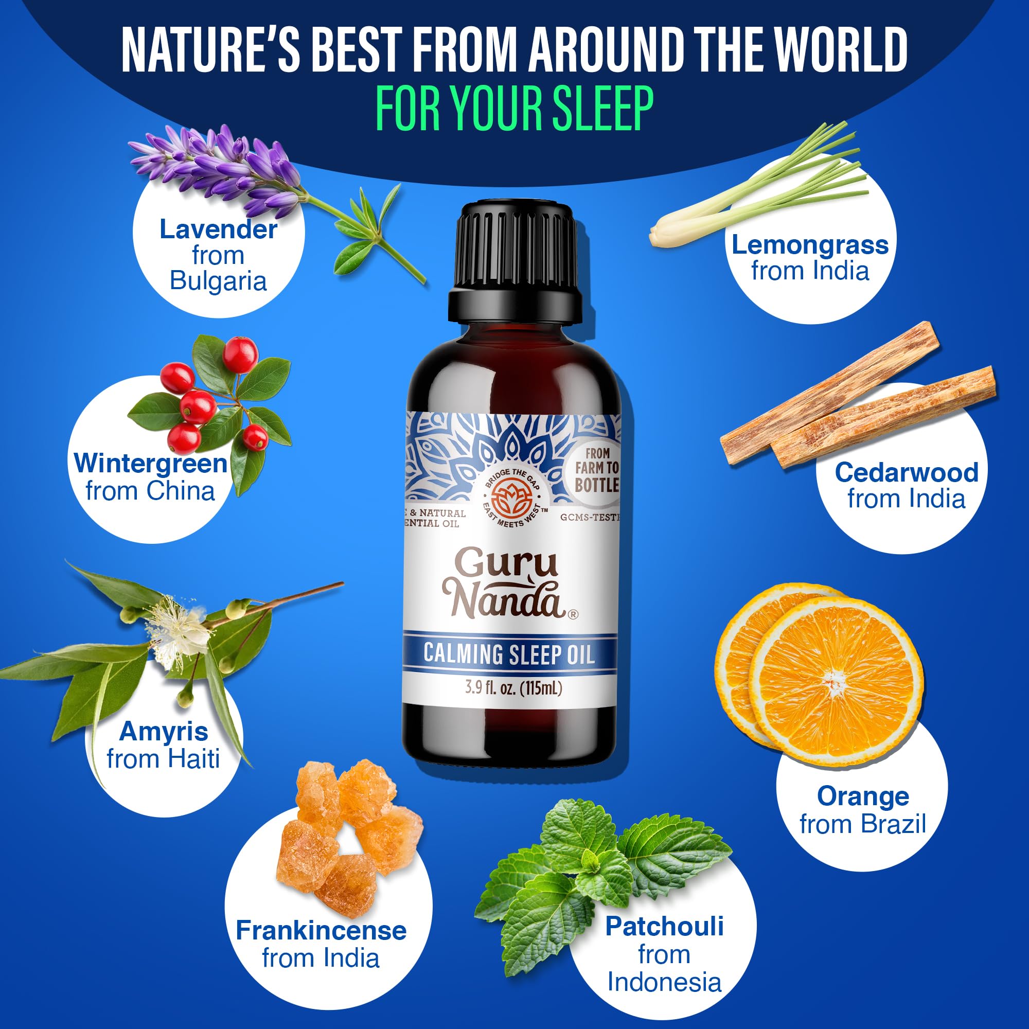 GuruNanda Calming Sleep pillow spray mist for calming bedtime rituals.