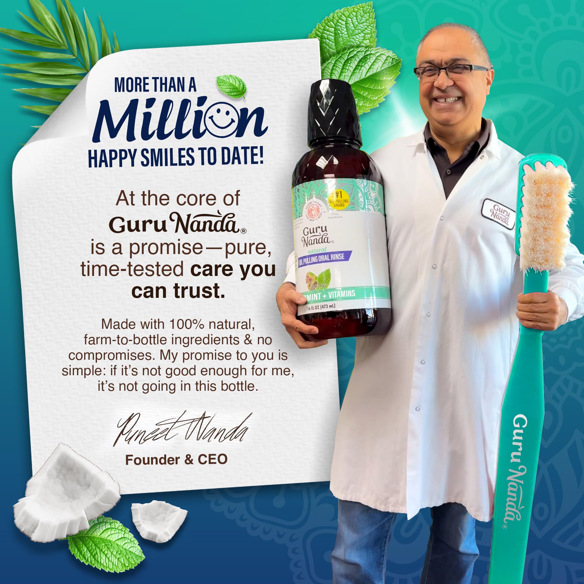 Alcohol-free label on CocoMint bottle for a gentler option.