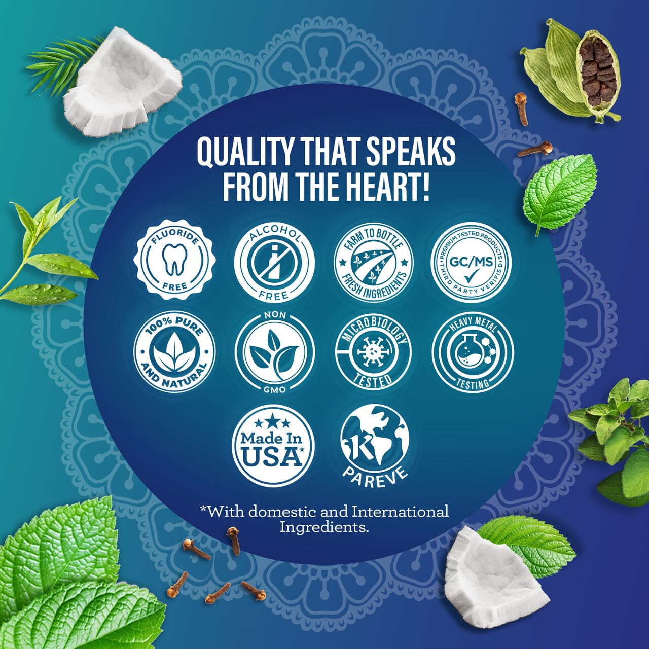 Fresh-breath concept with mint leaves hinting at long-lasting aroma.