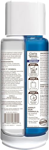GuruNanda fluoride-free premium mouthwash bottle highlights safe oral care.