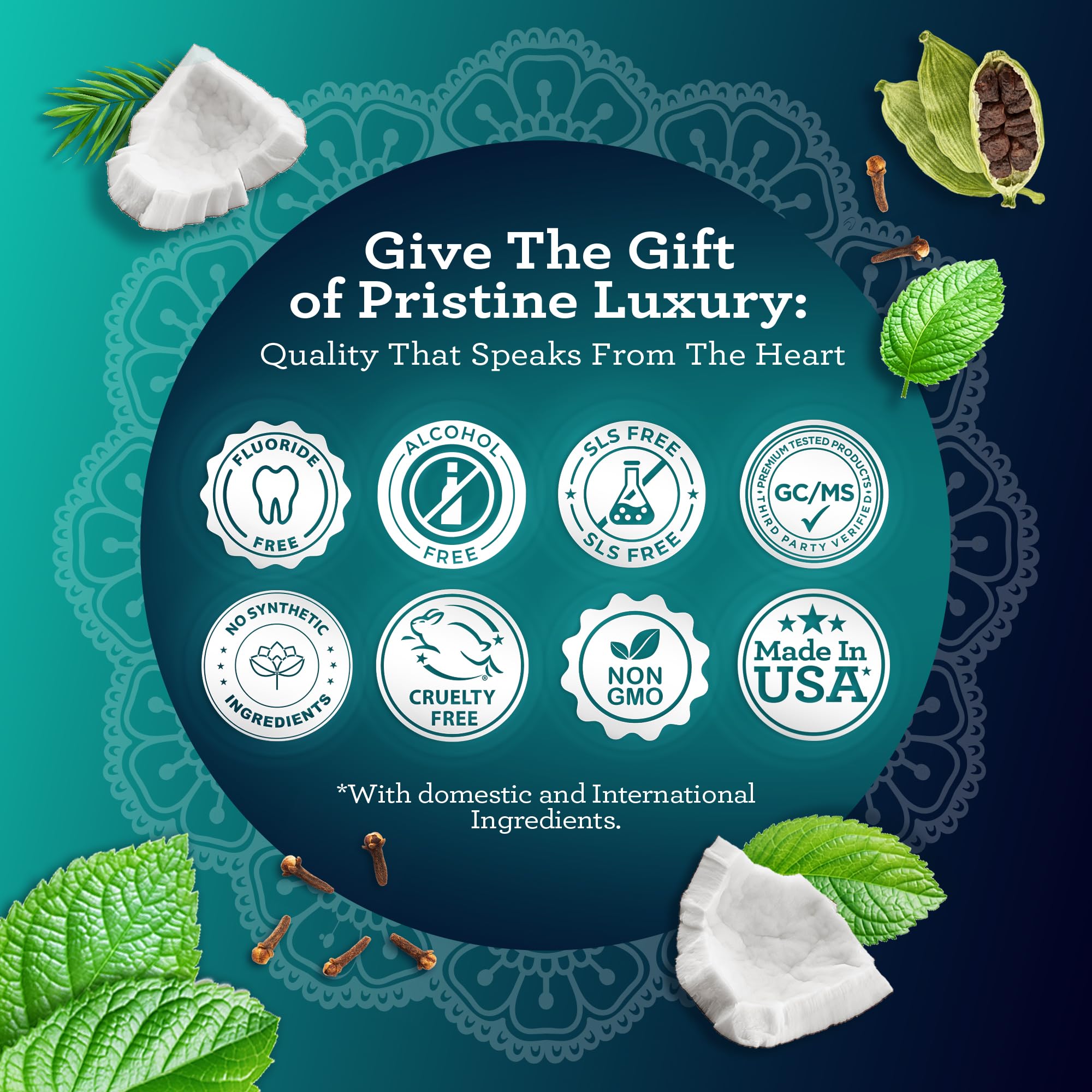 GuruNanda ingredients close-up shows coconut oil base and essential oils