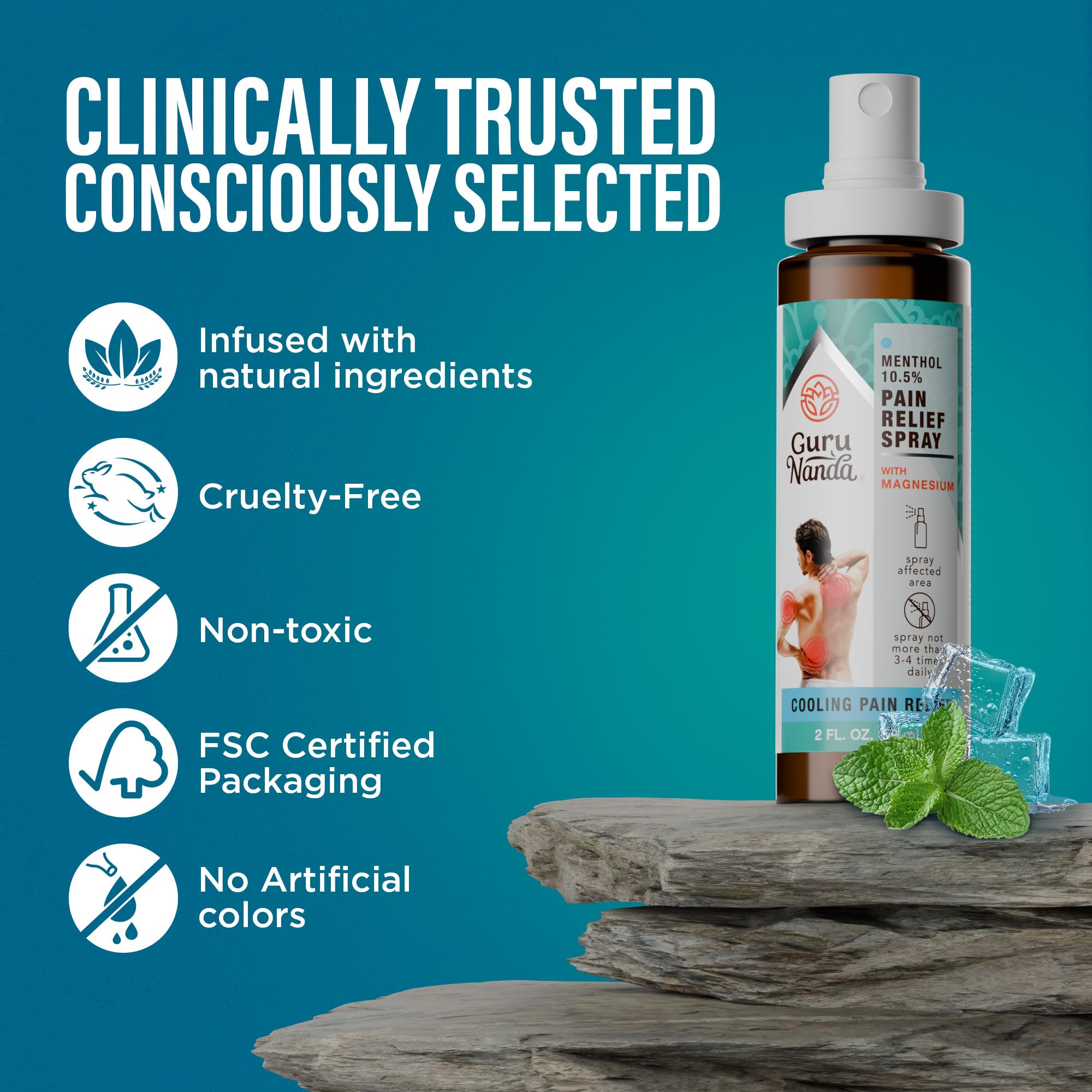 Travel-ready spray bottle supports quick relief between activities.