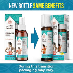 GuruNanda Menthol Spray nozzle enables hands-free application for easy relief.