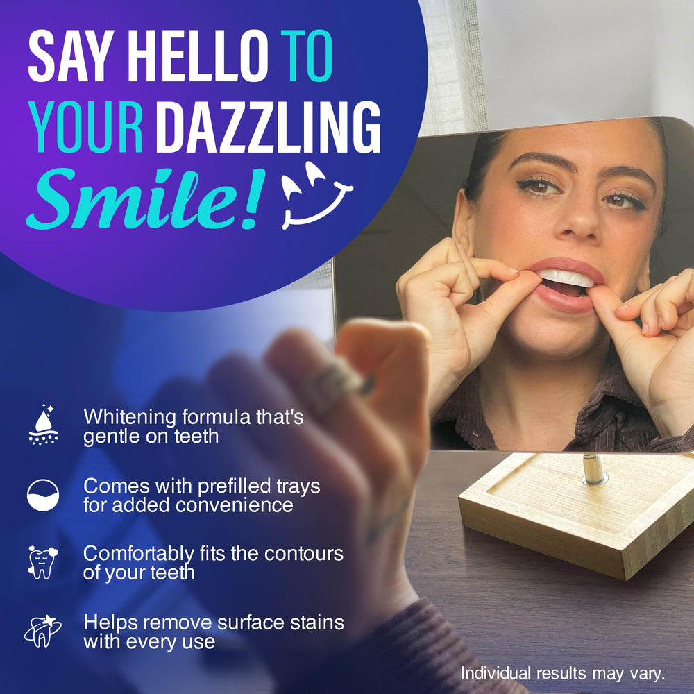 Individual prefilled trays ready for mess-free whitening sessions