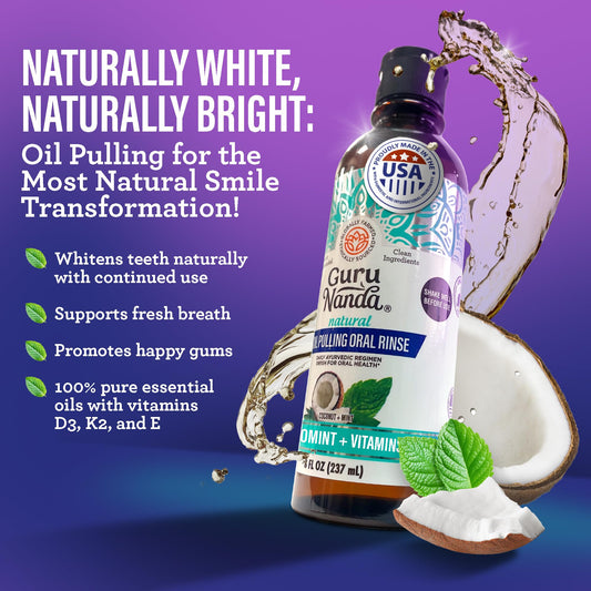 GuruNanda cocomint oil pulling bottle for a refreshing routine