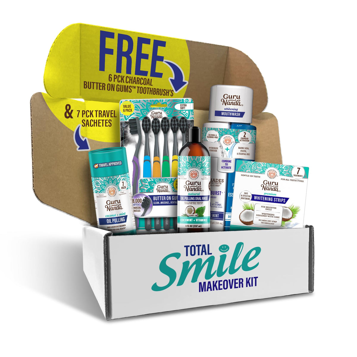 GuruNanda Total Smile oil pulling sachets for portable freshness