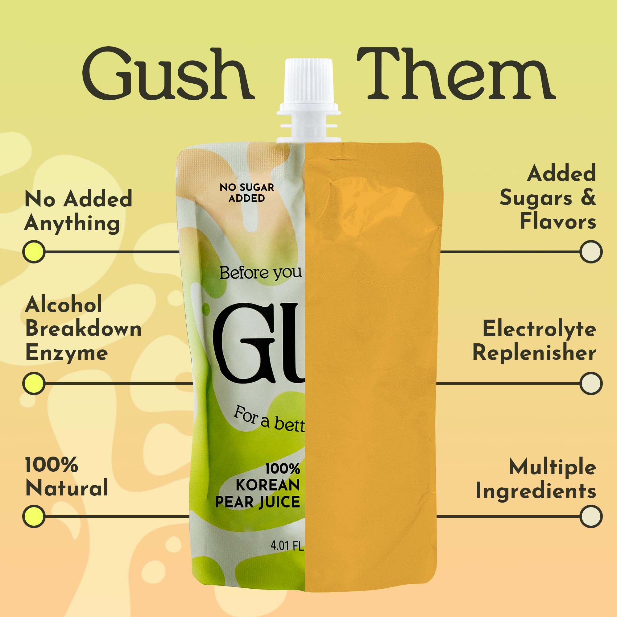 Gush origin from Naju pears highlights premium source in each convenient pouch.