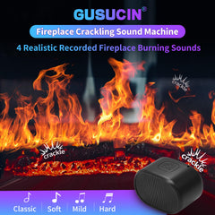 GUSUCIN crackling sound side angle enhances warmth and ambience around the electric fireplace.