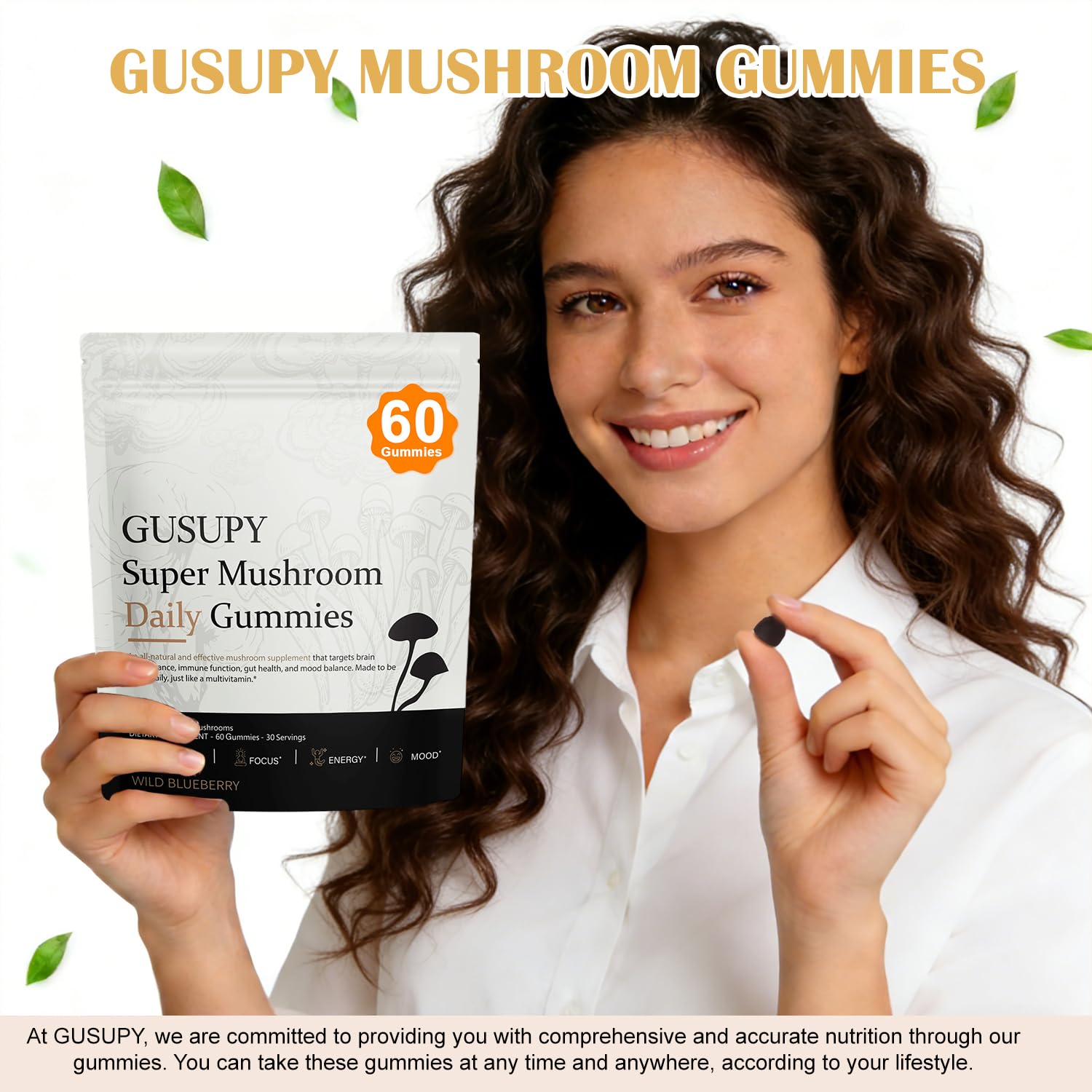 GUSUPY 60-count bottle offers 30 servings of the 12-mushroom blend.