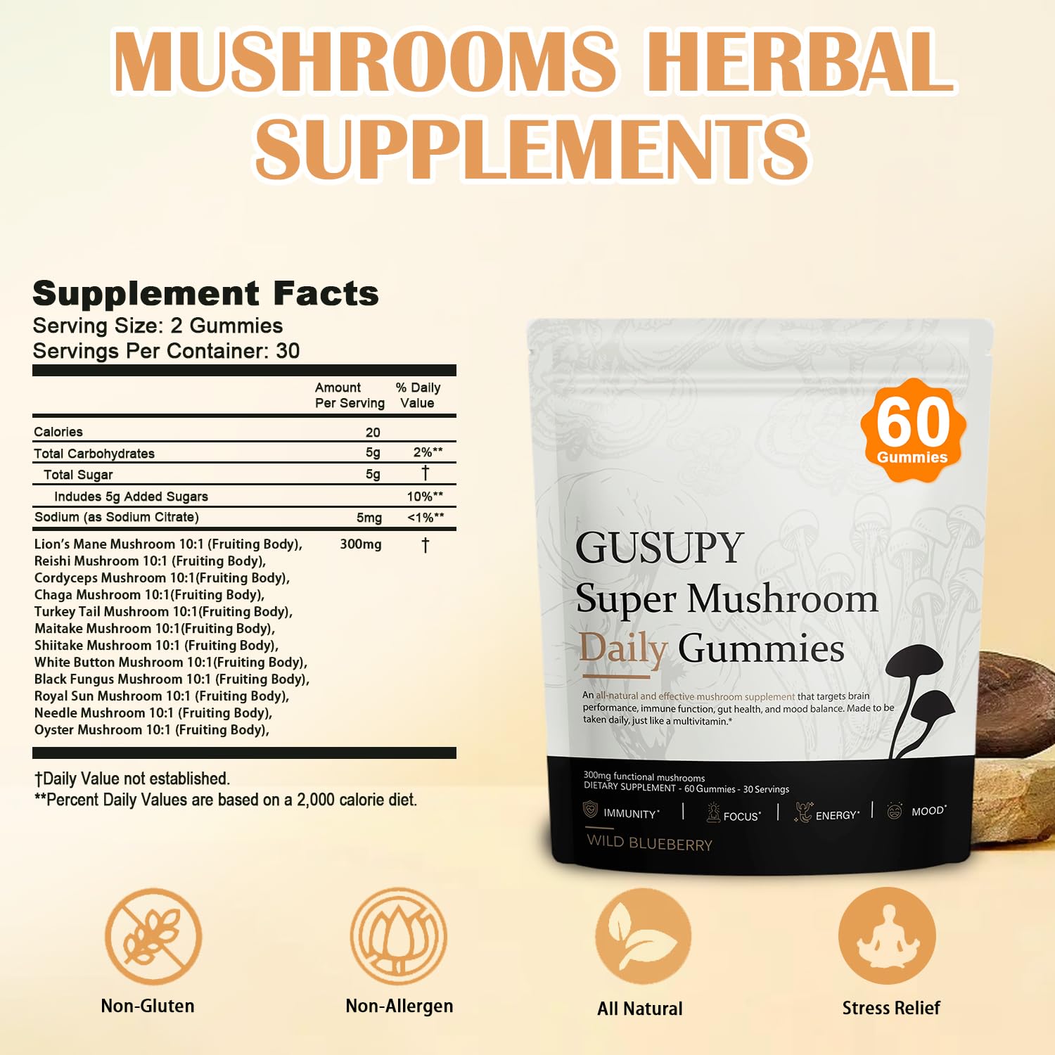 GUSUPY daily-dosed gummies for convenient wellness routine.