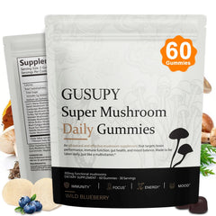 GUSUPY Lions Mane gummies bottle for daily cognitive wellness routine.