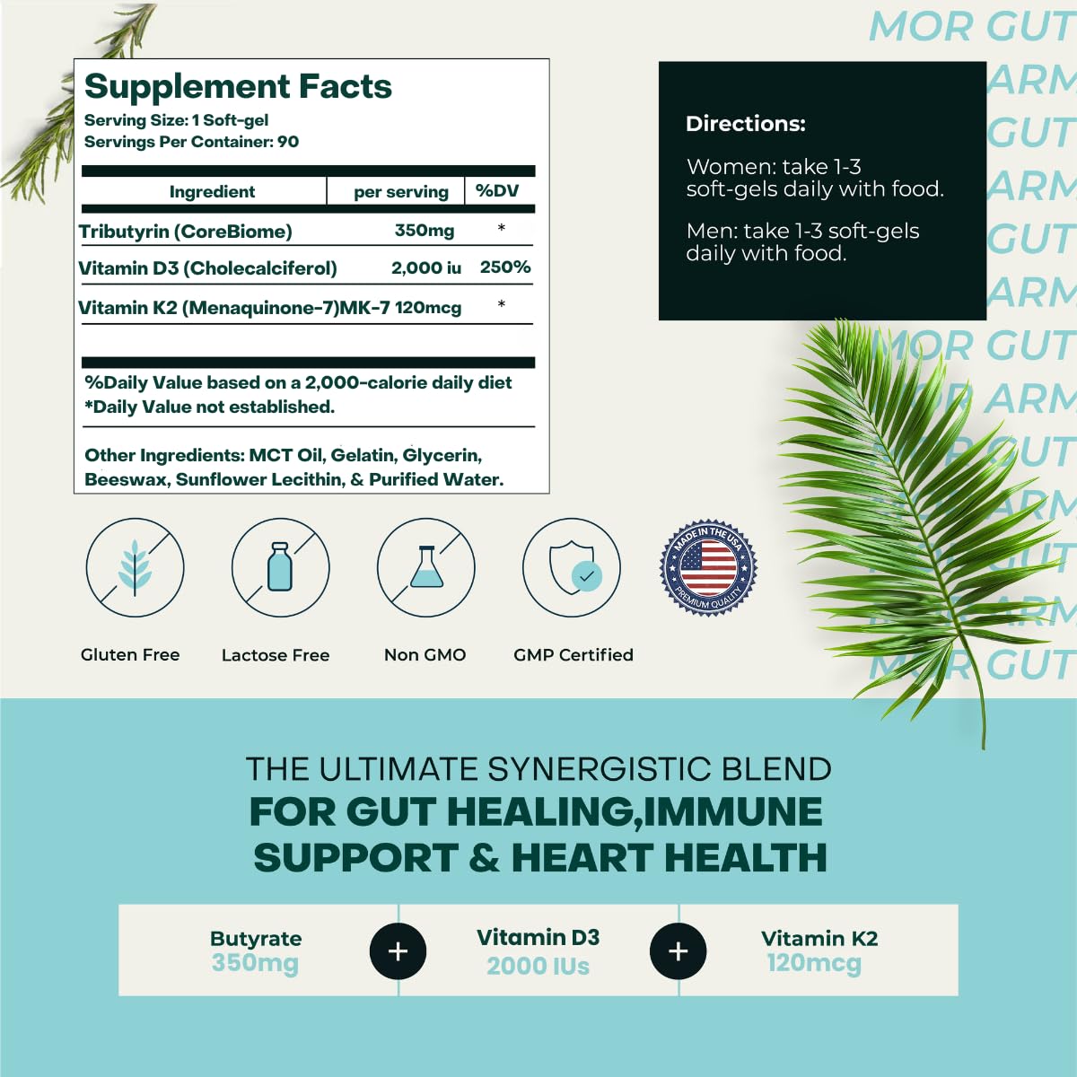Gut Armor vitamin D3 and K2 MK-7 spotlight for bone and heart health potential.