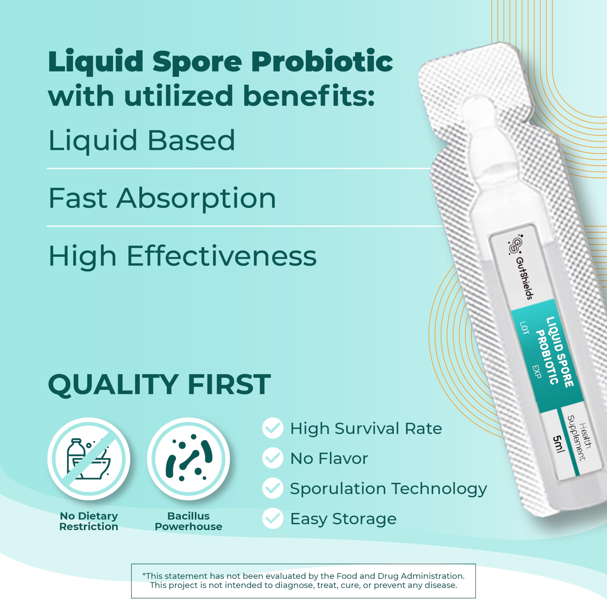 Gut Shields liquid spore probiotic pour enables easy daily dosing for gut balance.