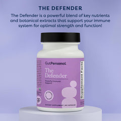 GutPersonal Defender astragalus visual focuses on adaptogenic botanicals for resilience.