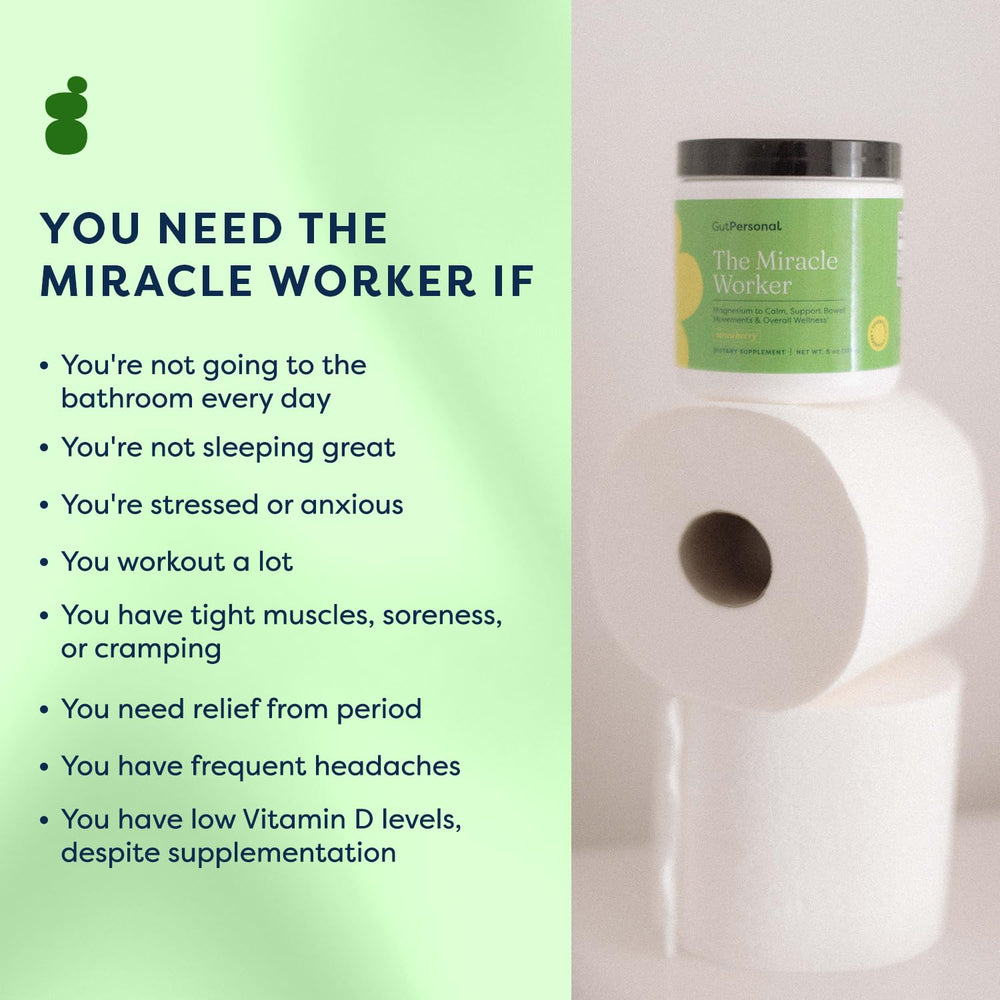 GutPersonal Miracle Worker night-time dose beside a book for sleep routine
