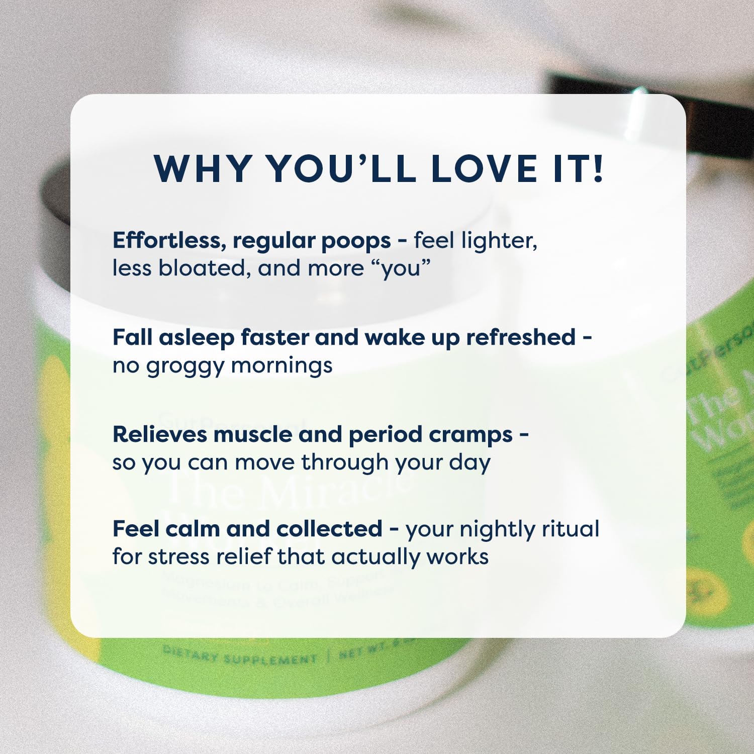 GutPersonal Miracle Worker powder dissolving in water for calming evening routine