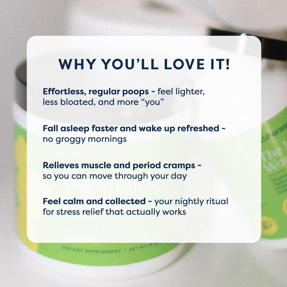 GutPersonal Miracle Worker powder dissolving in water for calming evening routine