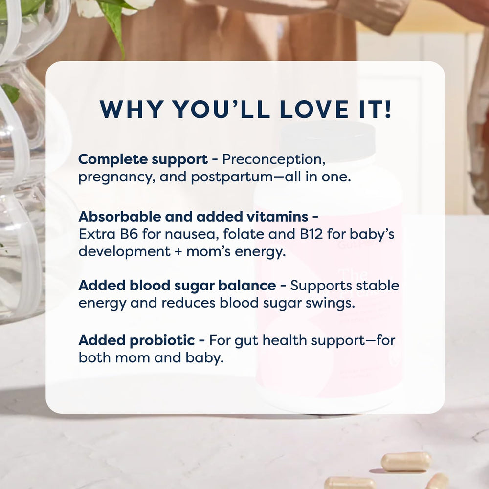 GutPersonal The Prenatal packaging highlights complete prenatal and postnatal support.