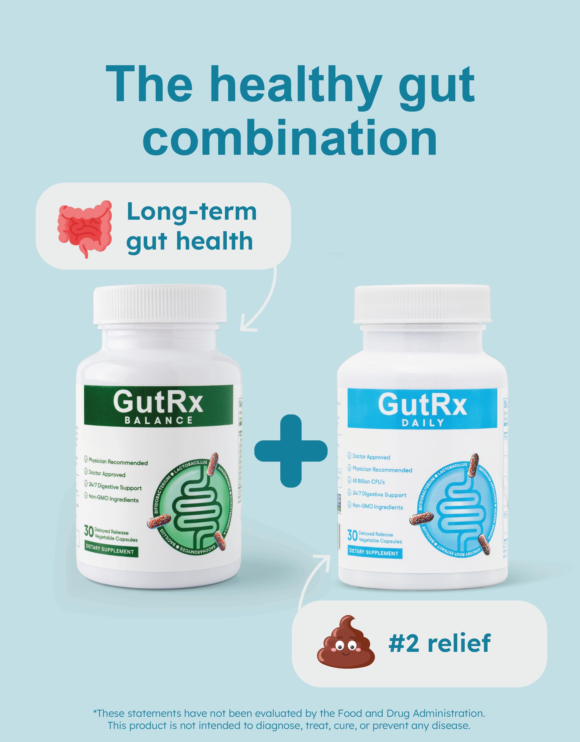 Gluten-free GutRx label emphasizing allergy-friendly probiotic option.