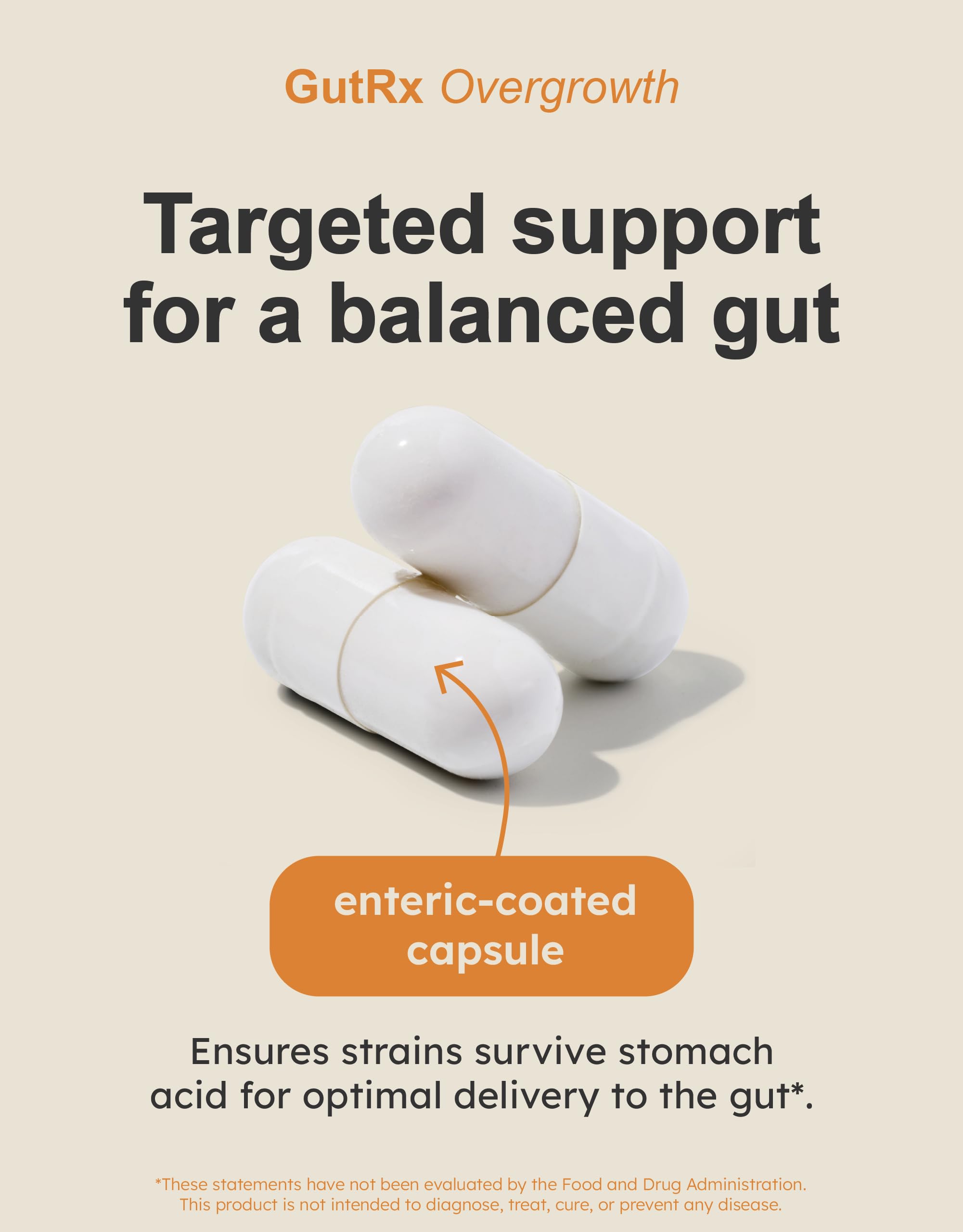 GutRx Overgrowth gluten-free badge illustration signals safe, celiac-friendly supplement.