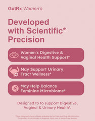 GutRx Women's enteric-coated capsules in bottle illustrating stomach-safe delivery.