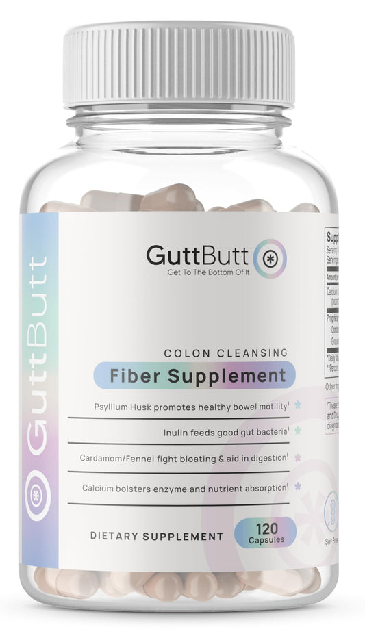 GuttButt bottle pour shows easy daily intake for regularity