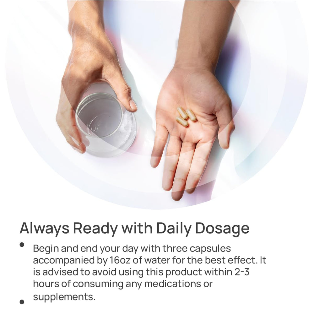 GuttButt capsules with water illustrate quick, at-hand use for consistent digestion