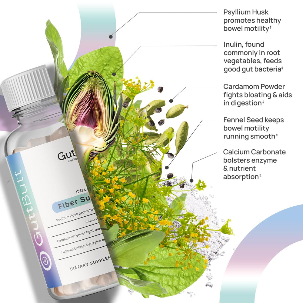 GuttButt label closeup reveals natural ingredients supporting daily digestive routine
