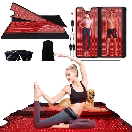 GUYULUX Red Light Therapy Full Body Mat laid out for at-home relaxation and comfort