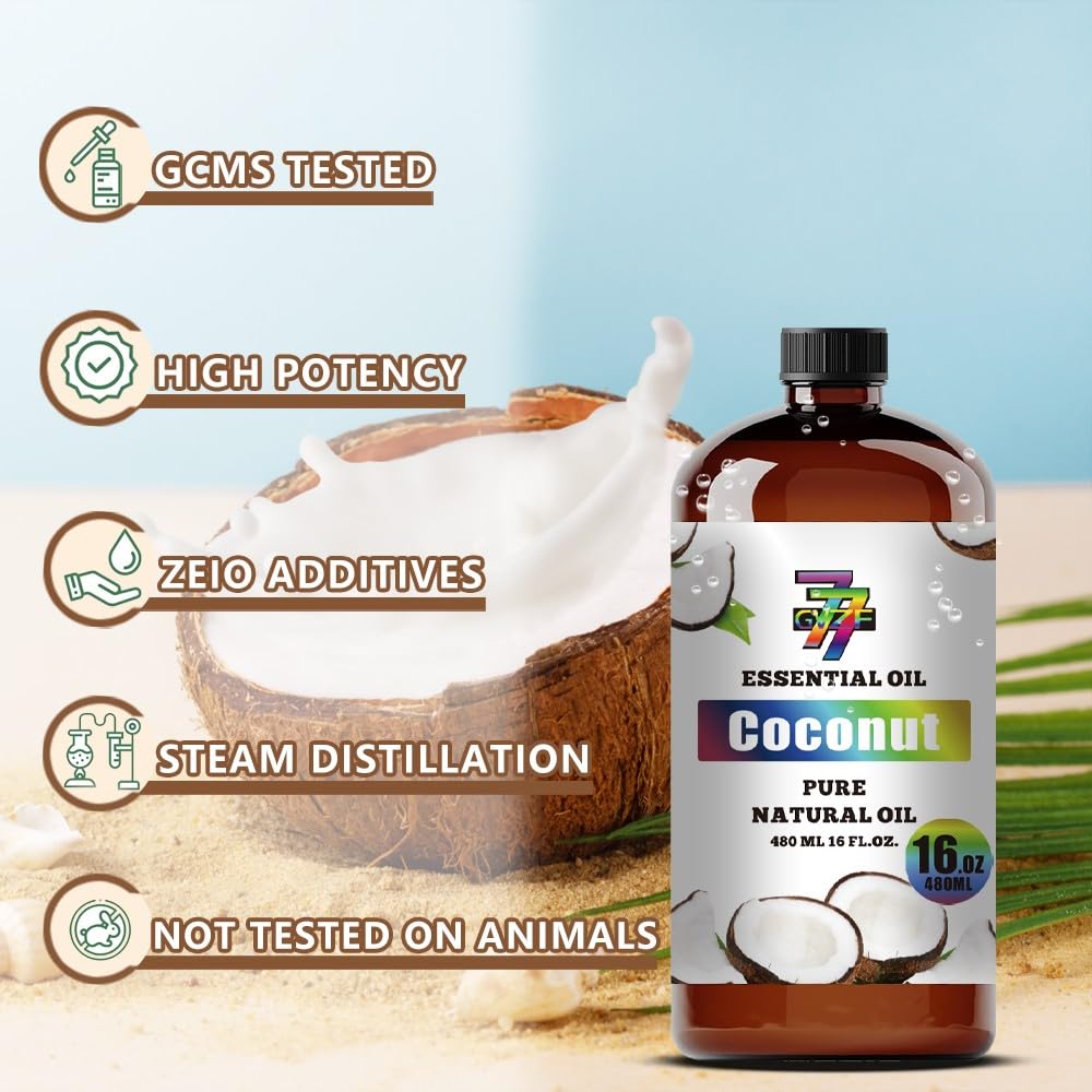 GV77ZF Coconut Essential Oil in home spa diffuser setup for ambiance