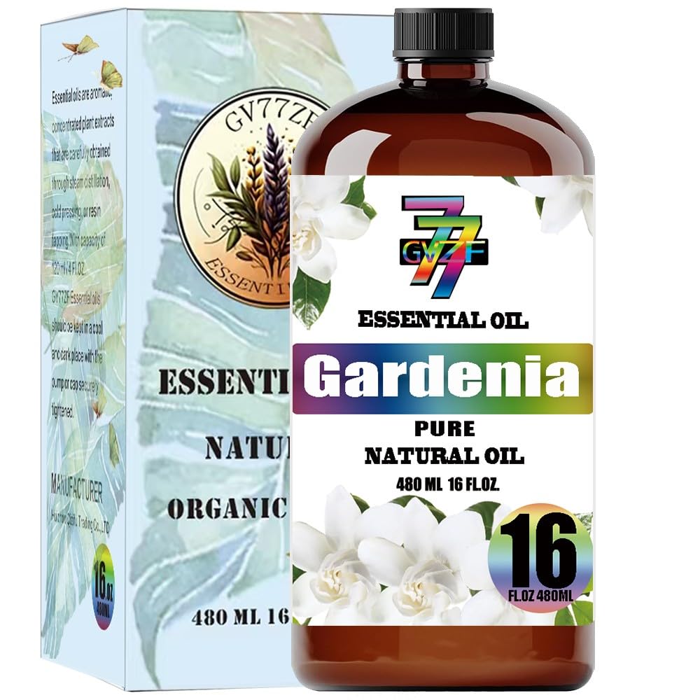 GV77ZF Gardenia Essential Oil 16oz bottle for a calming aroma in any room.