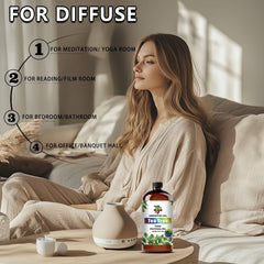 GV77ZF Tea Tree essential oil in diffuser scene for aromatherapy ambience.