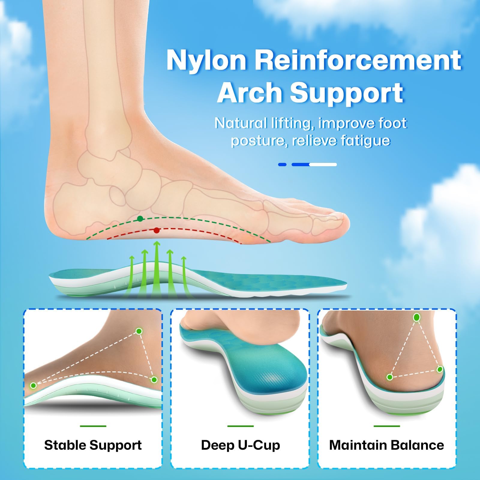 Gviipk metatarsal-pain-relief zone; designed for forefoot comfort during long walks