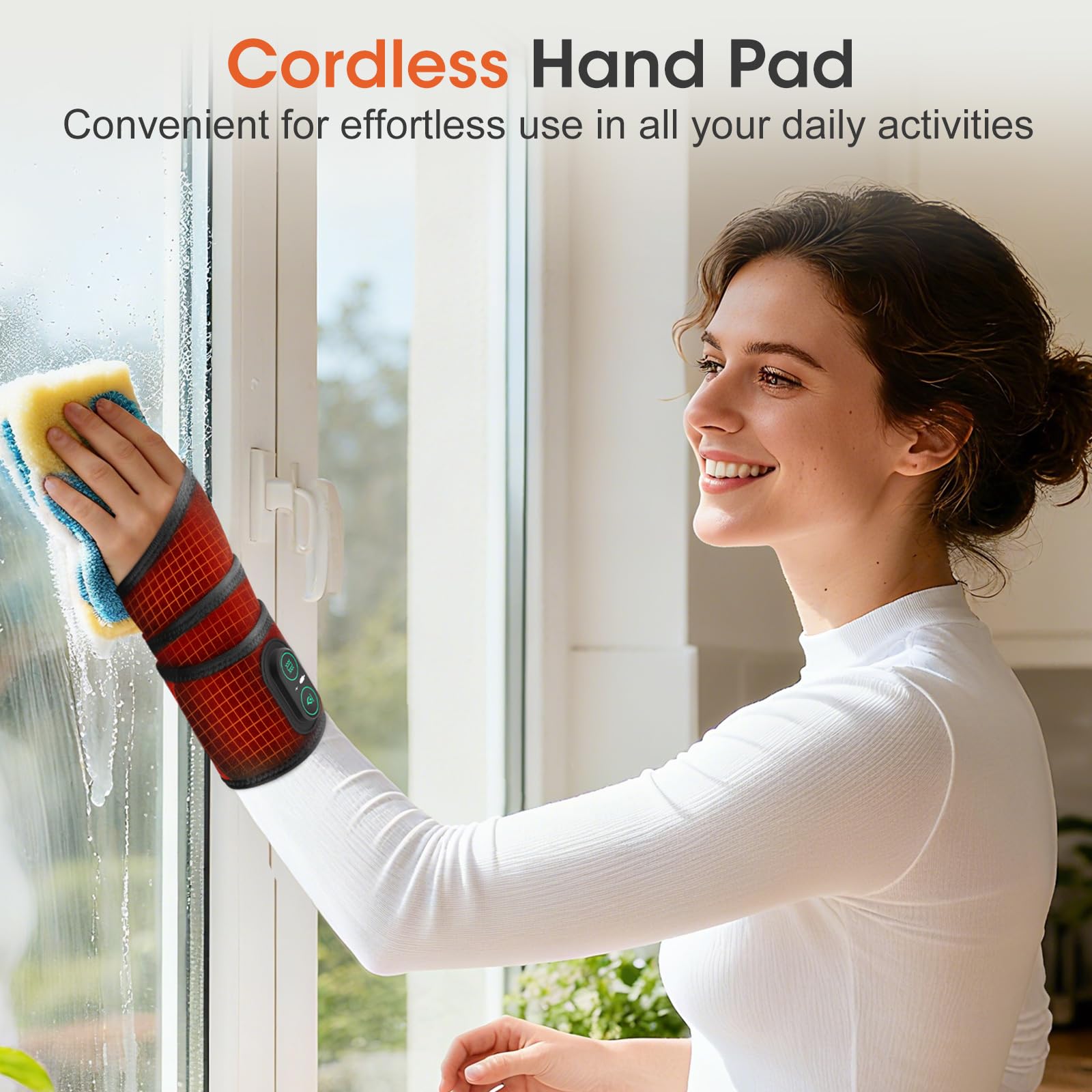 GVMSOR cordless wrist heating pad massager control panel for quick adjustments