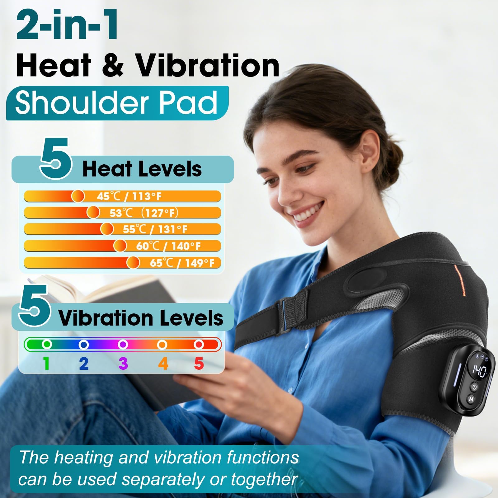 GVMSOR heat and vibration work together for customizable relief options.