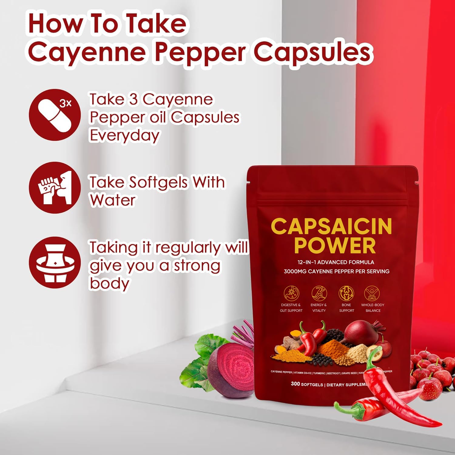 GXSAE Capsaicin Power packaging box shown on a desk