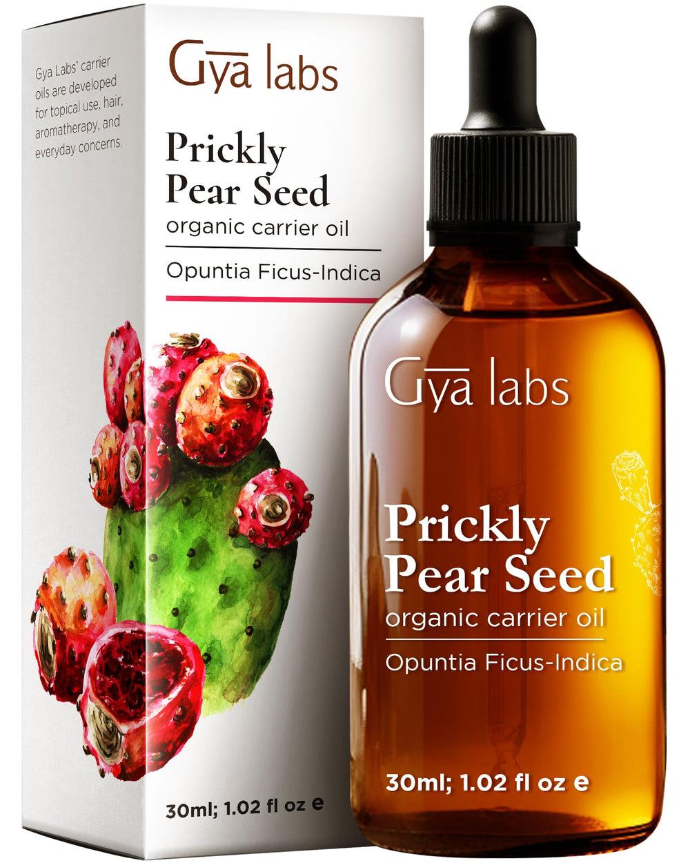 Gya Labs Prickly Pear Seed Oil bottle front for skin and hair hydration