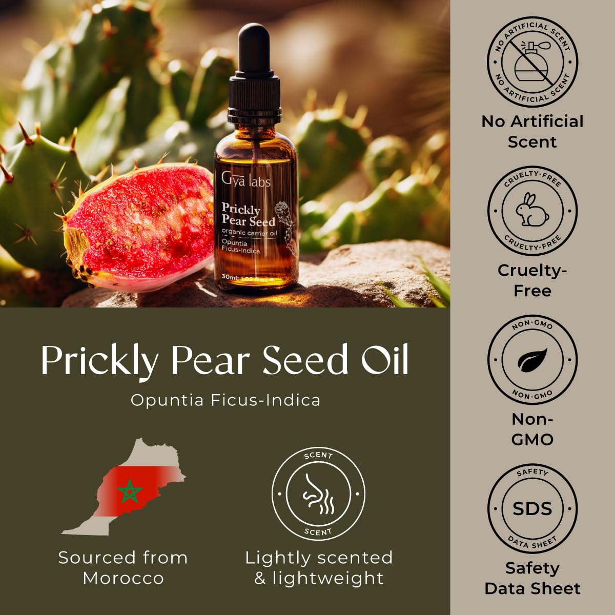 Gya Labs Prickly Pear Seed Oil COA patch test for safe use