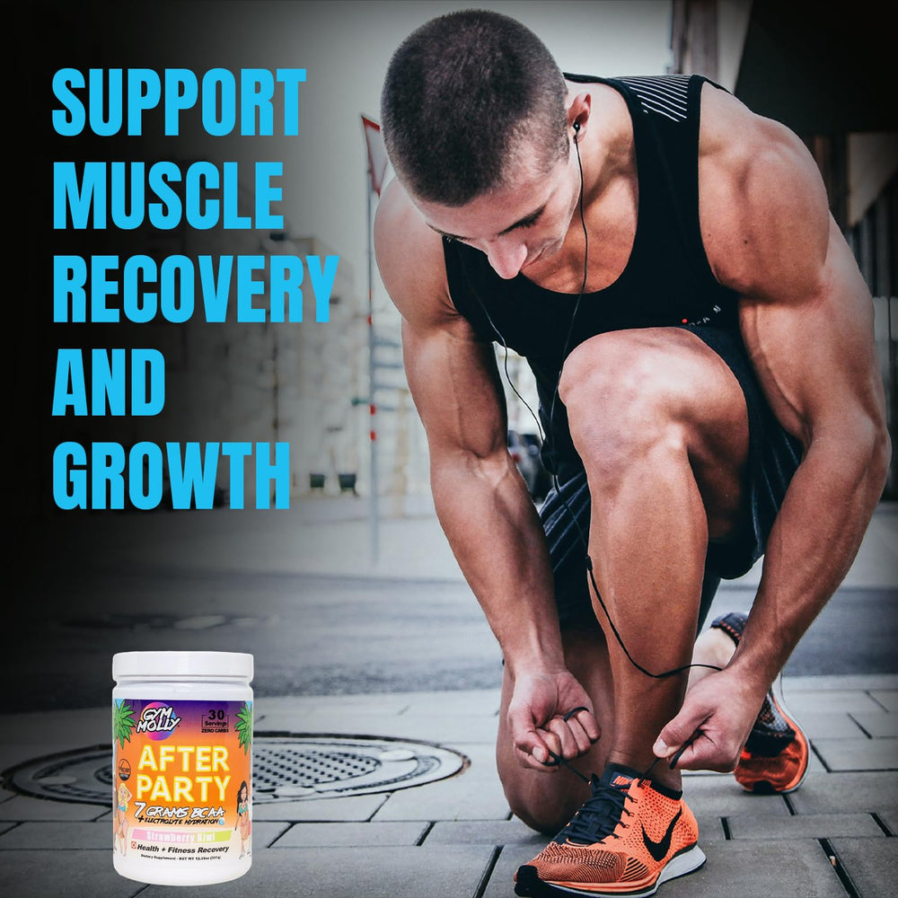 Gym Molly After Party vegan sunflower BCAAs highlight plant-based amino acids.
