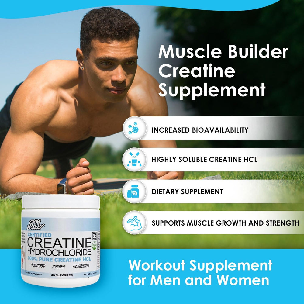 Gym Molly Creatine HCl powder dissolving in water for quick hydration