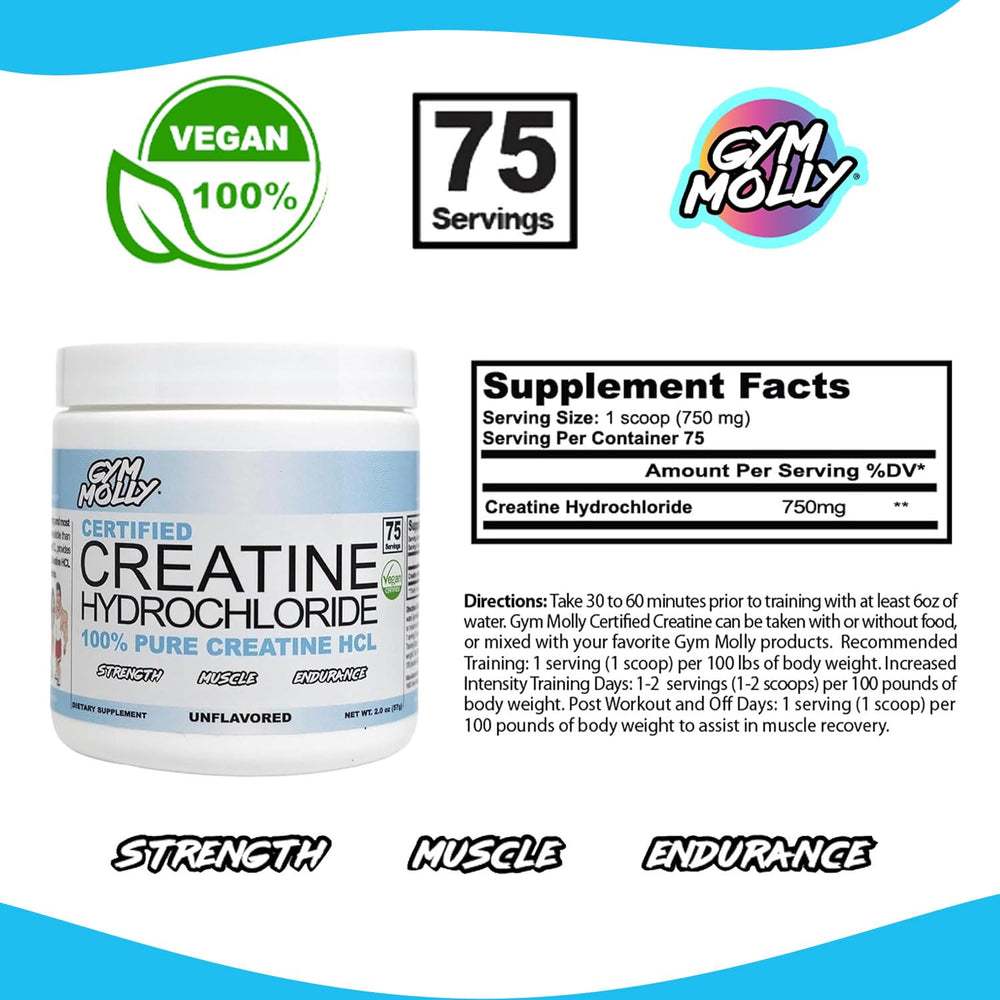 Gym Molly Creatine HCl mixed in drink, ready for post-workout recovery
