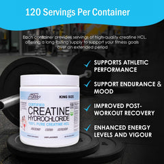 Gym Molly Creatine HCL in a shaker bottle after workout boosts muscle support.