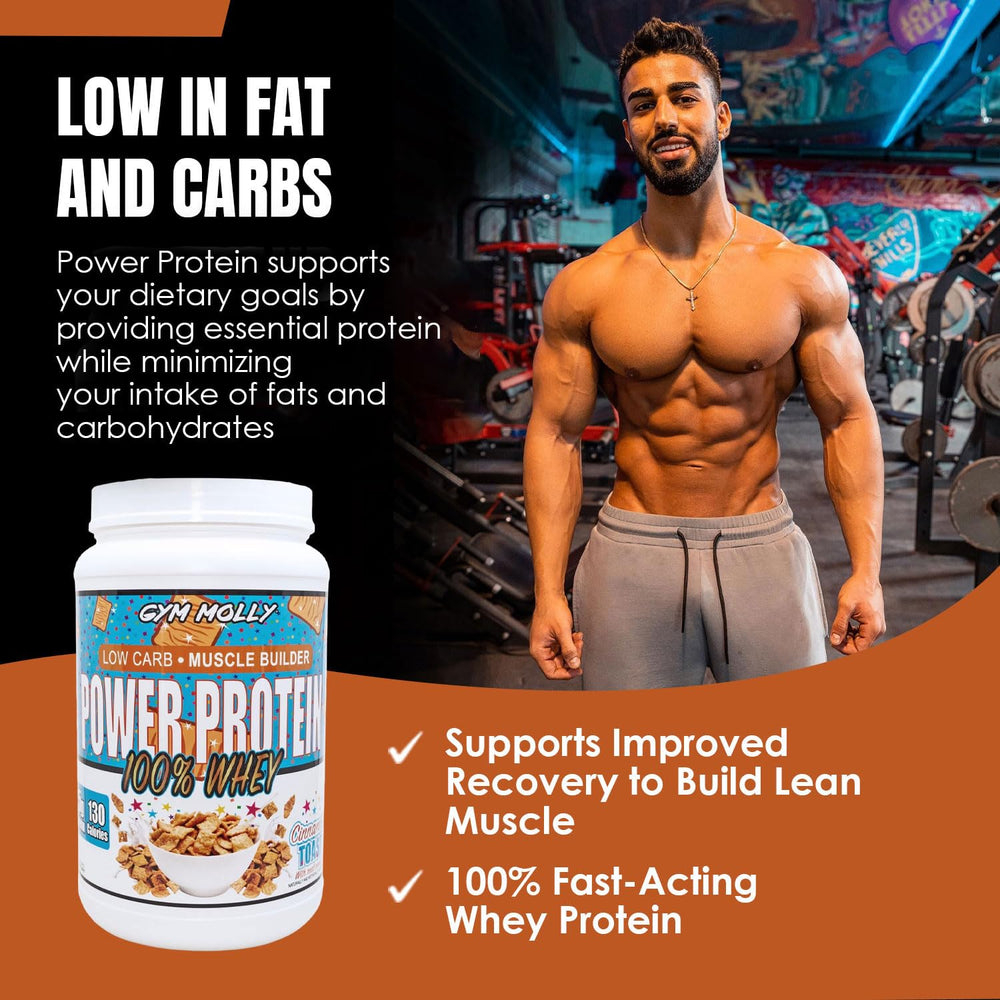 Gym Molly nutrition panel emphasizes 25g protein and 5.5g BCAAs per serving.