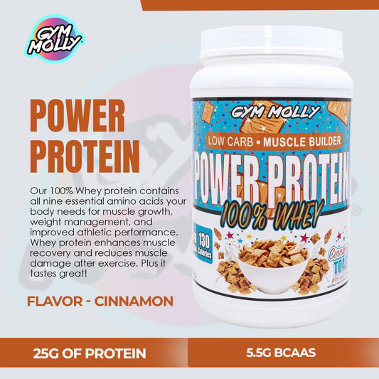 Gym Molly powder scoop measuring 25g protein per serving for steady fueling.