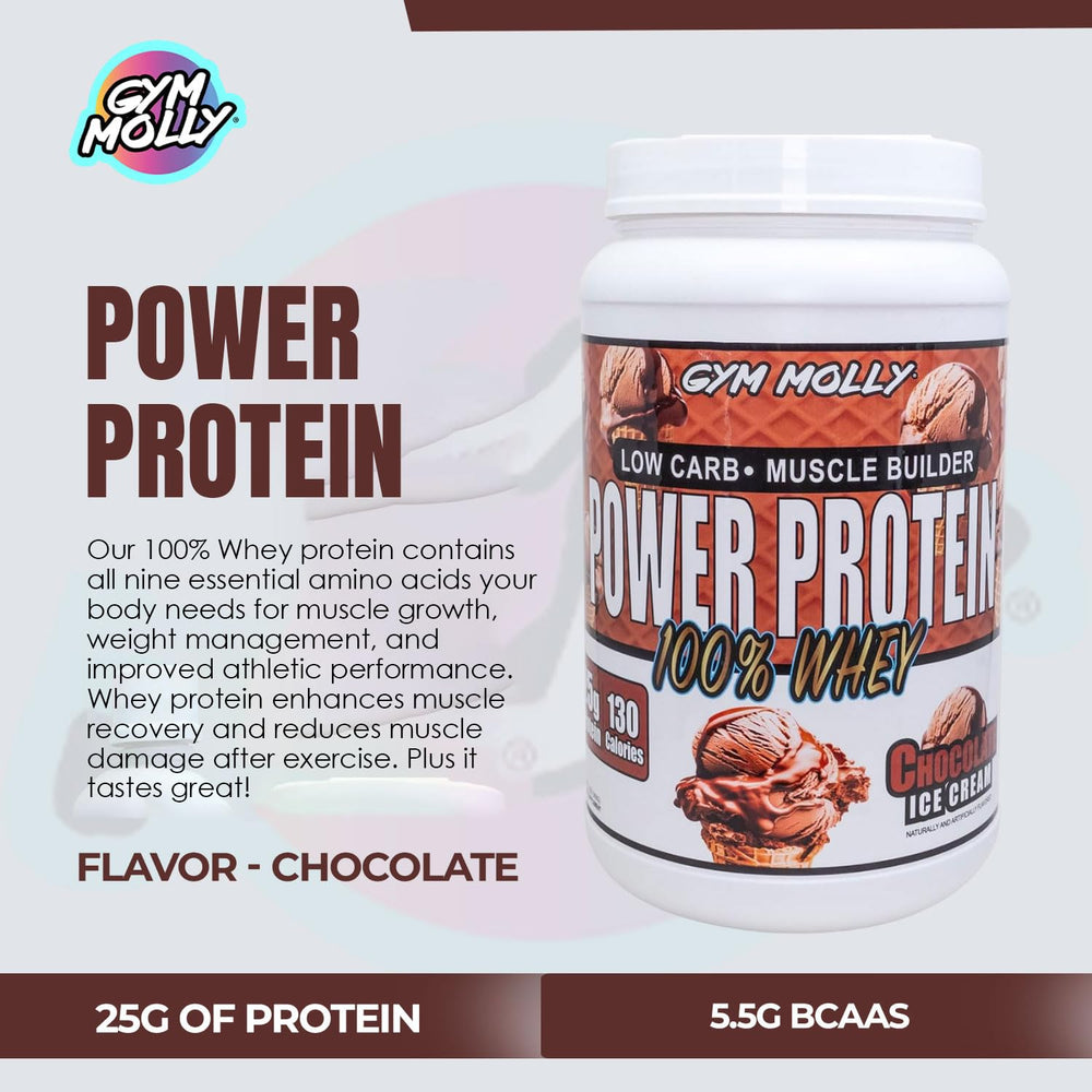 Gym Molly Power protein scoop included for precise 25g servings.