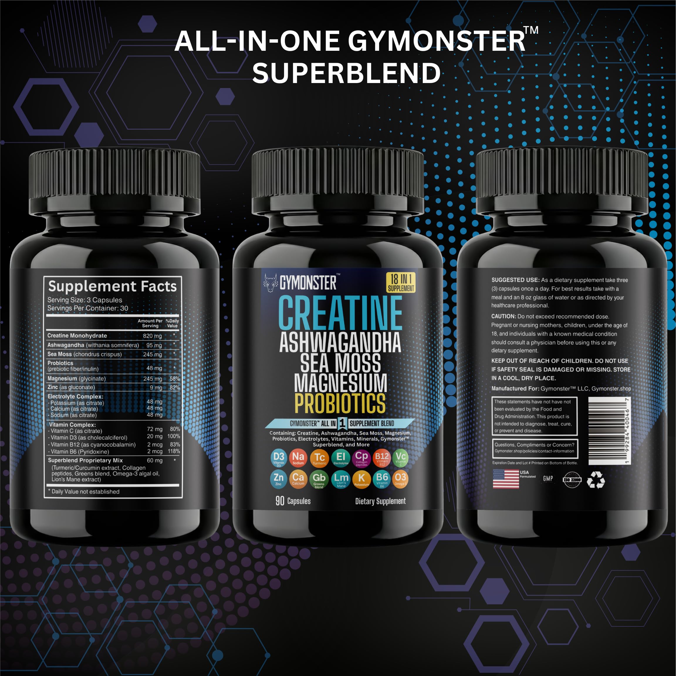 Gymonster Creatine All In One in a gym bag for workouts