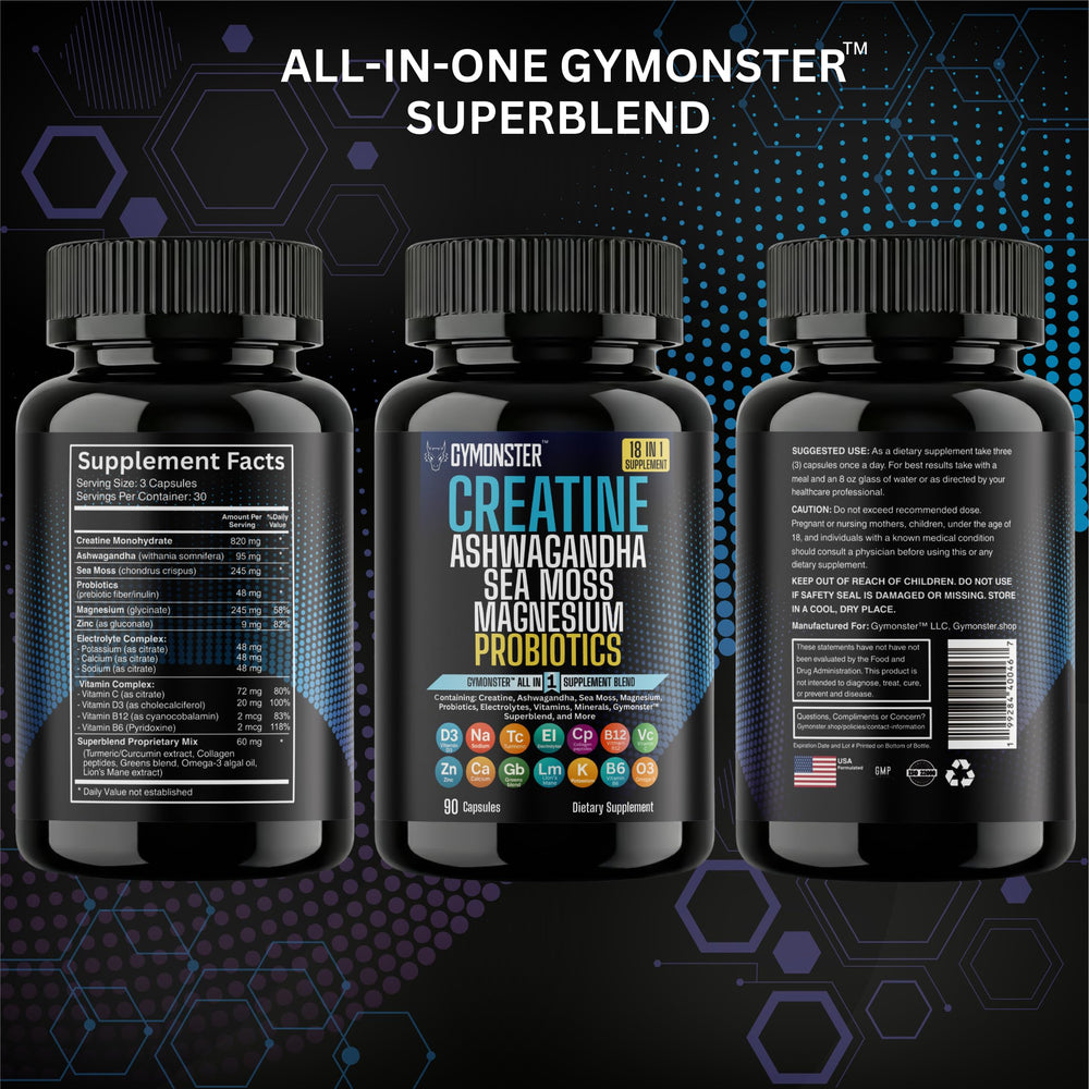 Gymonster Creatine All In One in a gym bag for workouts