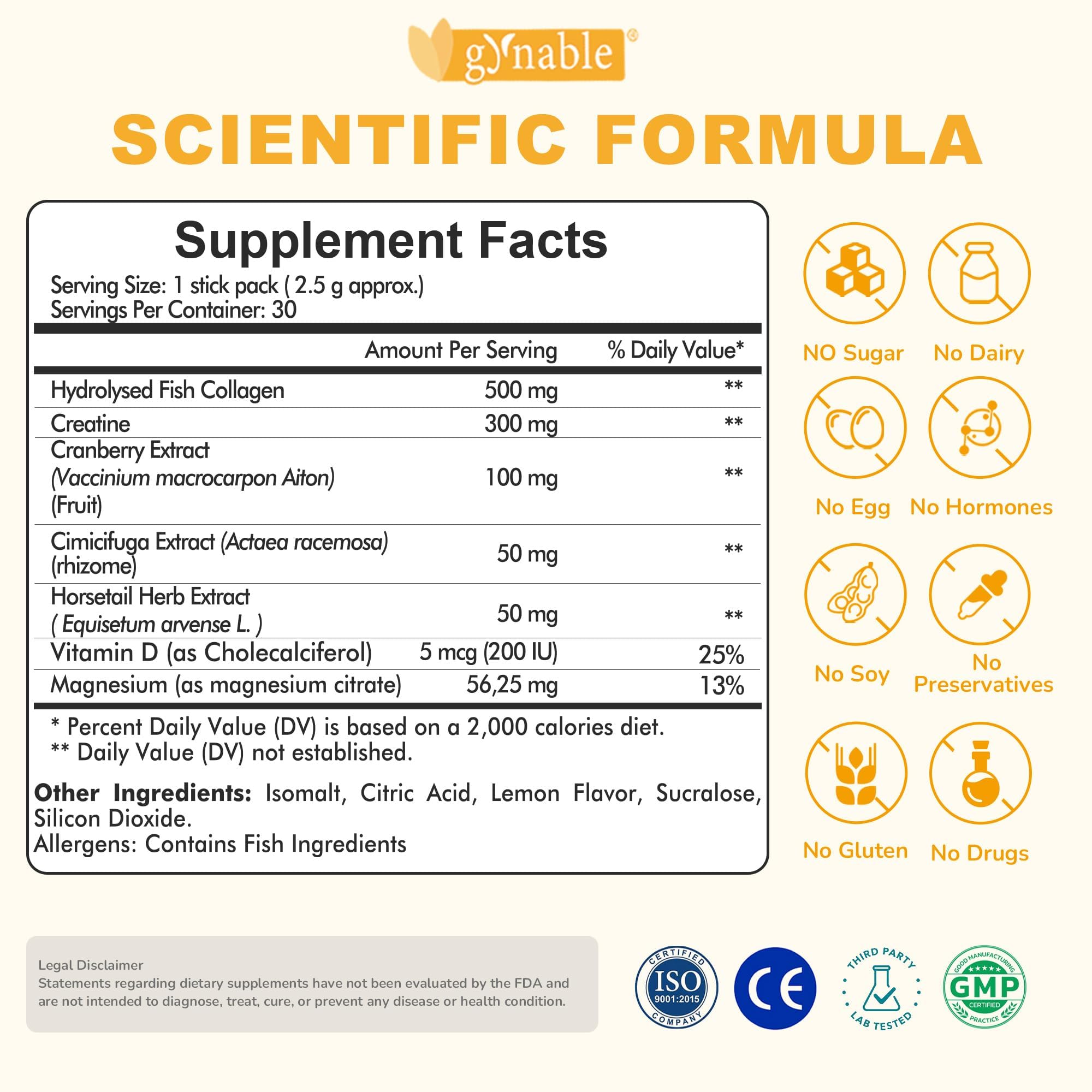 Gynable cranberry-horsetail ingredients image highlights urinary health support