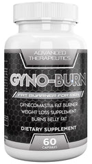 Gyno-Burn bottle front view, convenient daily use for chest fat management.