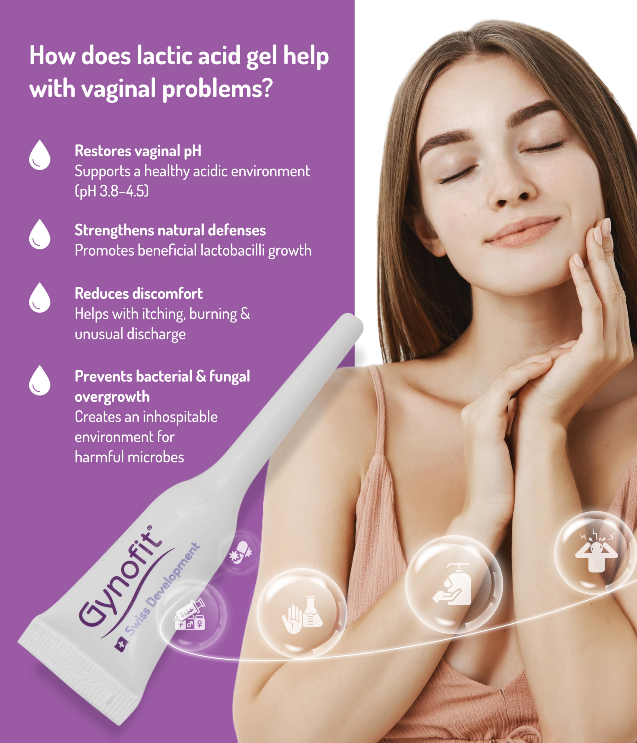 Gynofit Individually Wrapped Packaging keeps gel hygienic and portable.